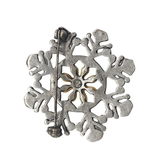 1997 Vintage Snowflake Pin Silver Gold Peace Joy.. - Picture 8 of 10